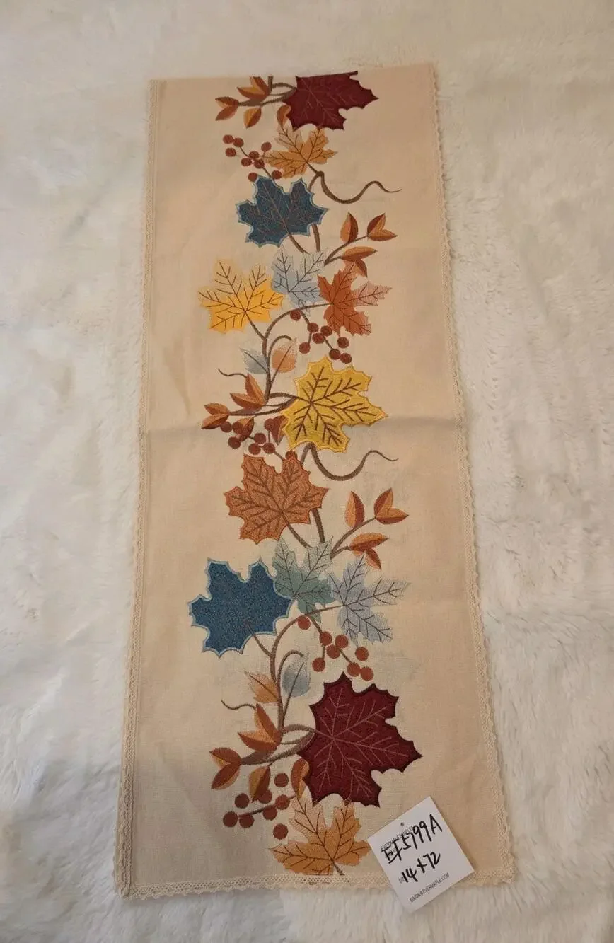 Rare Evermaple Manufacturers Sample Autumn Leaves Table Runner (14